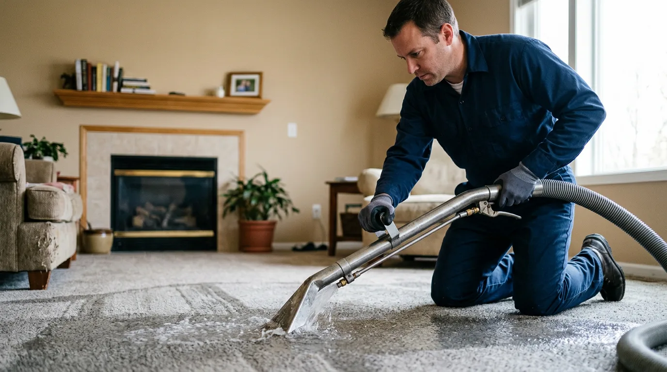 Water damage restoration technician working near Greenville, CA